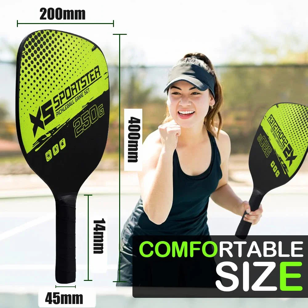 Complete Pickleball Training Set: 2 Paddles, 4 Balls, Carry Bag for Indoor/Outdoor