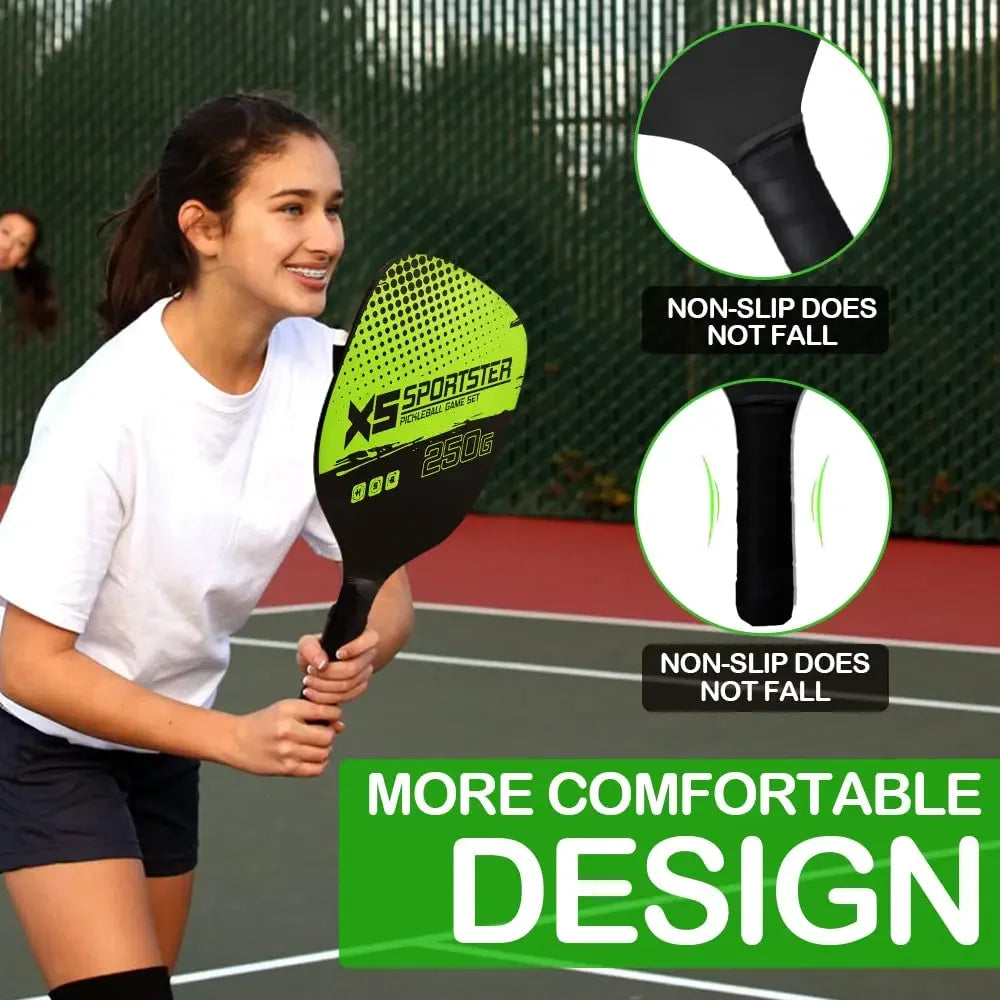 Complete Pickleball Training Set: 2 Paddles, 4 Balls, Carry Bag for Indoor/Outdoor