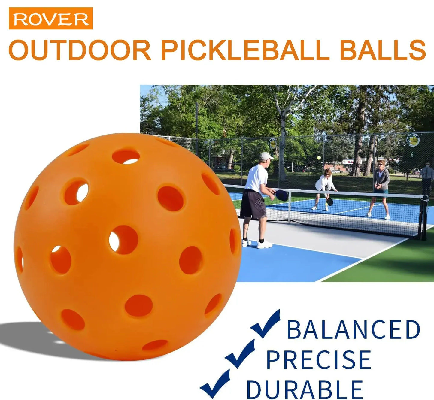 74MM Durable Outdoor Pickleballs - 40 Holes, 26g, Competition-Grade (6/12/24 Pack)