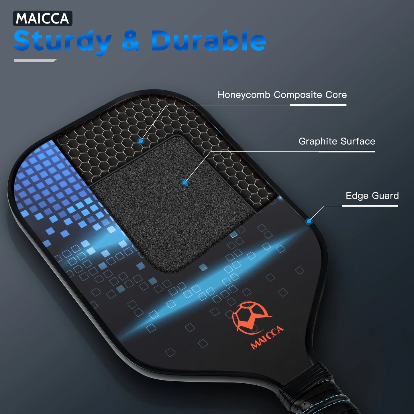 4 Pickleball Balls with USAPA-Approved Rackets, Honeycomb Core, Glass Fibre Grip Mid-Profile Surface