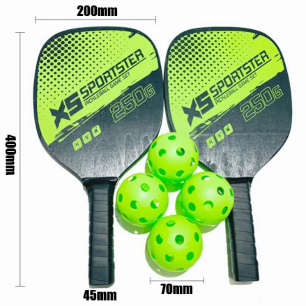 Complete Pickleball Training Set: 2 Paddles, 4 Balls, Carry Bag for Indoor/Outdoor